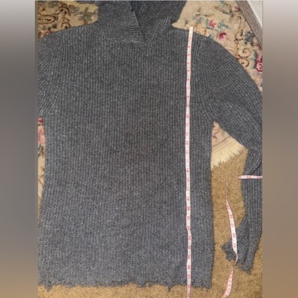 NWOT RtA CELINE Hooded Sweater Dress Tunic Hoodie Cashmere Knit Ash Distressed - Picture 13 of 16